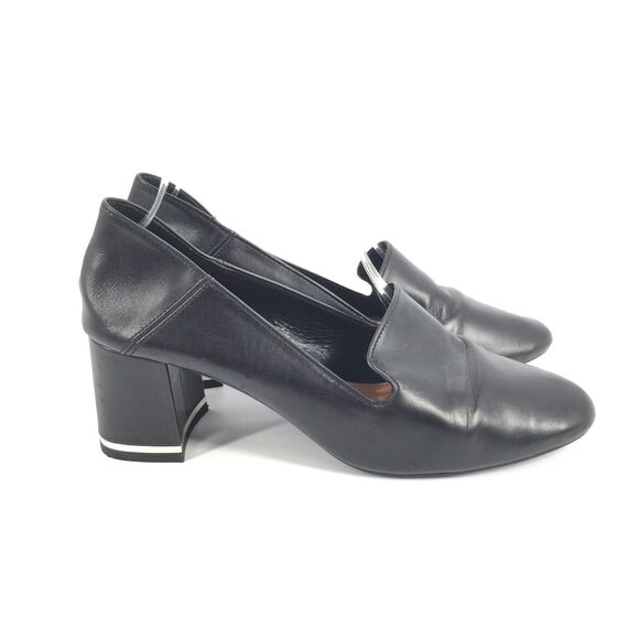 Massimo Dutti Foldable Leather Loafers Size 39 / 9 Black Pumps Convertible Mules